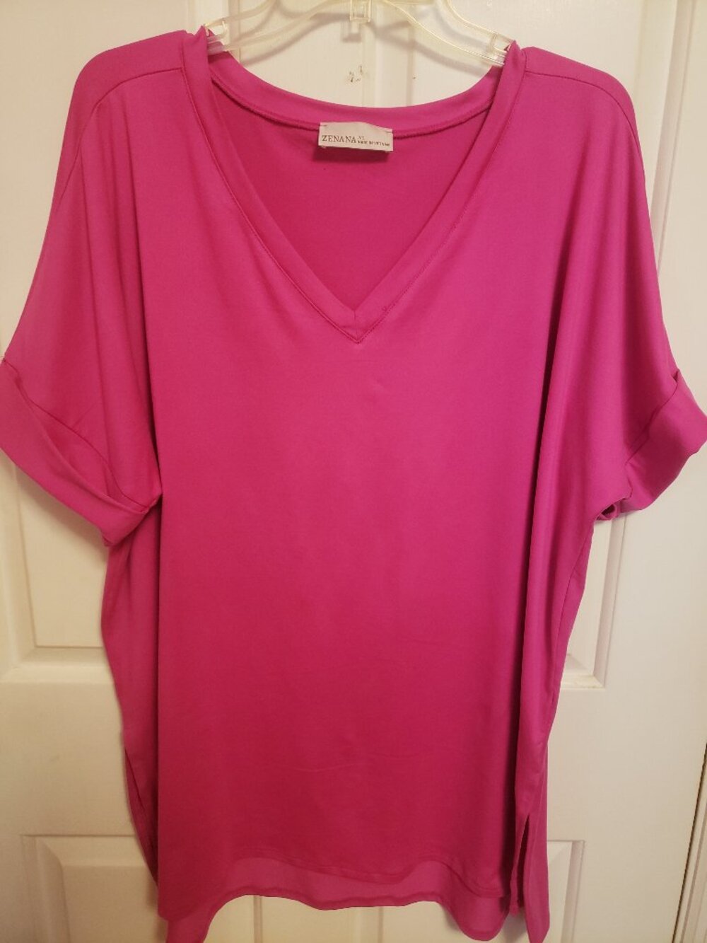 Zenana XL Fuschia V Neck